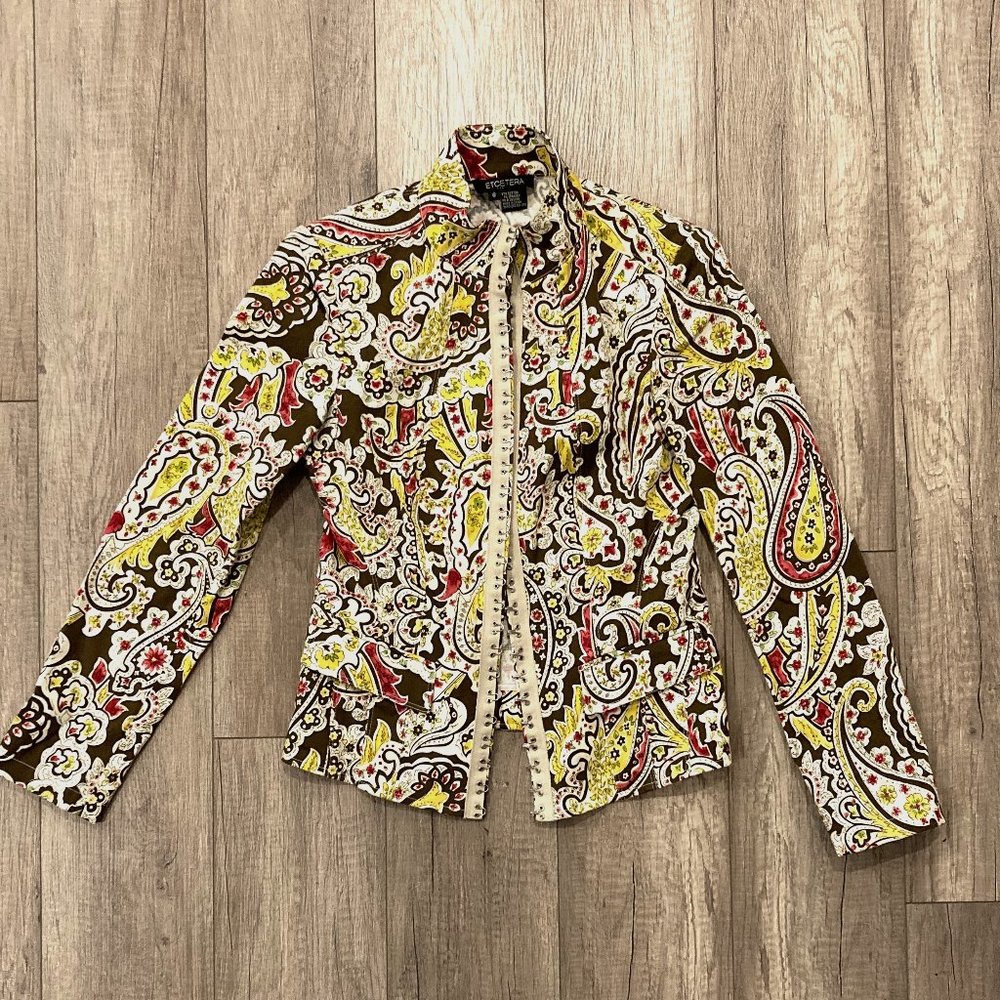 Women's Etcetera Long Sleeve Tailored Paisley Print Jacket - Size 6
